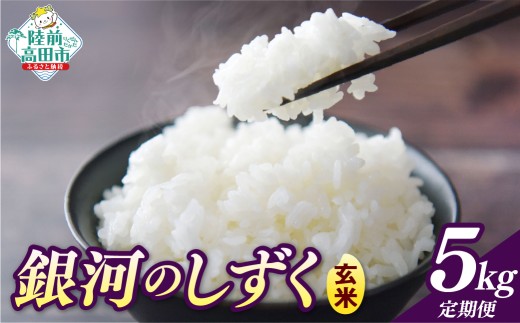 先行予約 【3ヶ月定期便】 令和8年産 玄米 5kg×3ヶ月お届け 品種：銀河のしずく 【 米 お米 ライス 岩手県 オリジナル ブランド米 お弁当 おにぎり ギフト 川の駅産地直売組合よこた 】 RT3386-05g