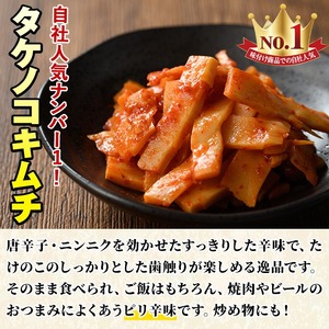 国産味付タケノコキムチ(100g×2パック) 国産 筍 辛味 ピリ辛 焼肉 おかず おつまみ キムチ メンマ めんま お試し 常温保存 【上野食品】a-3-1