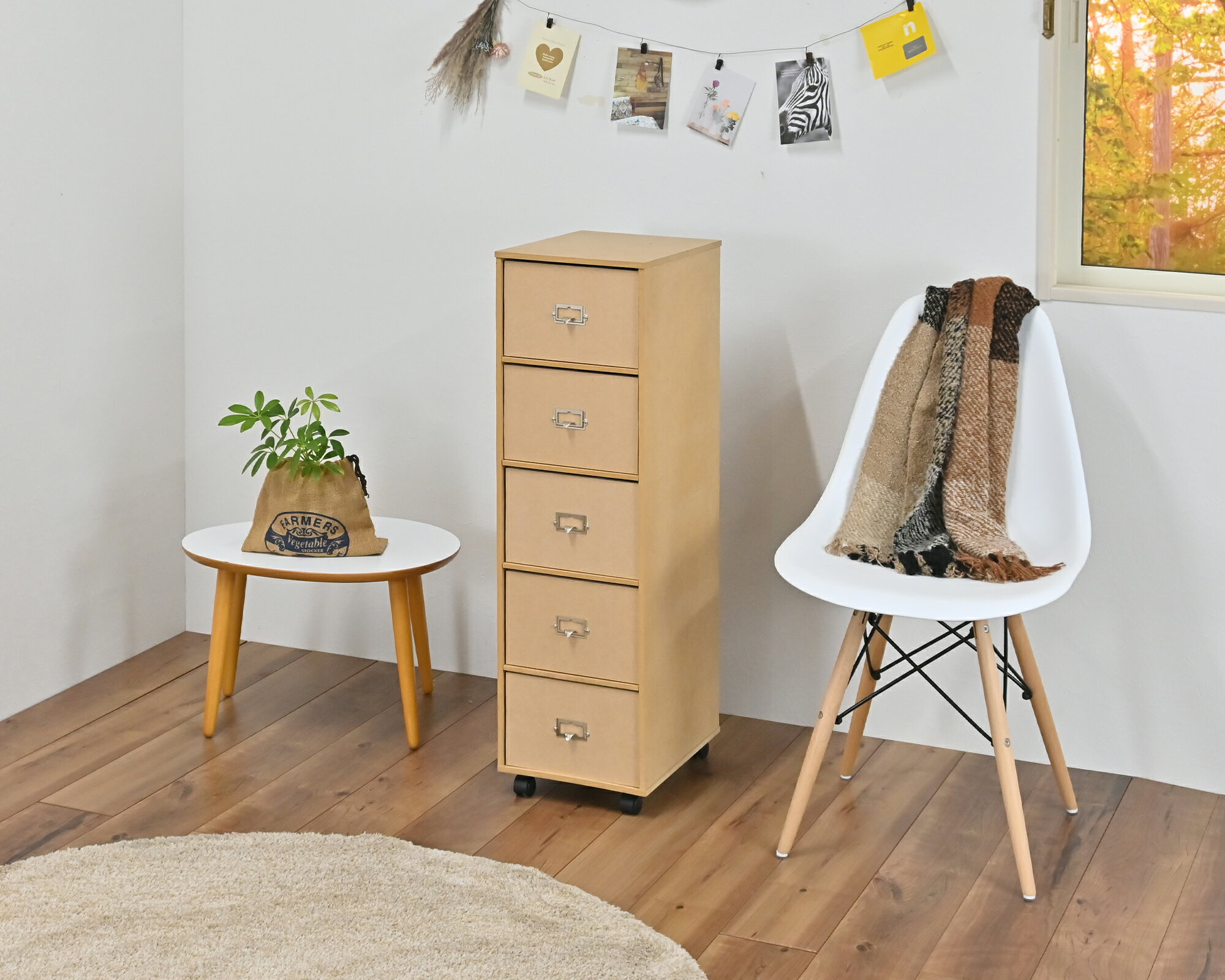 【ふるさと納税】ナチュラルチェスト 引き出し5段 [ フクダクラフト 収納ケース キャスター付 収納 引き出し 木製 インテリア シンプル 兵庫県加東市 加東市 ]