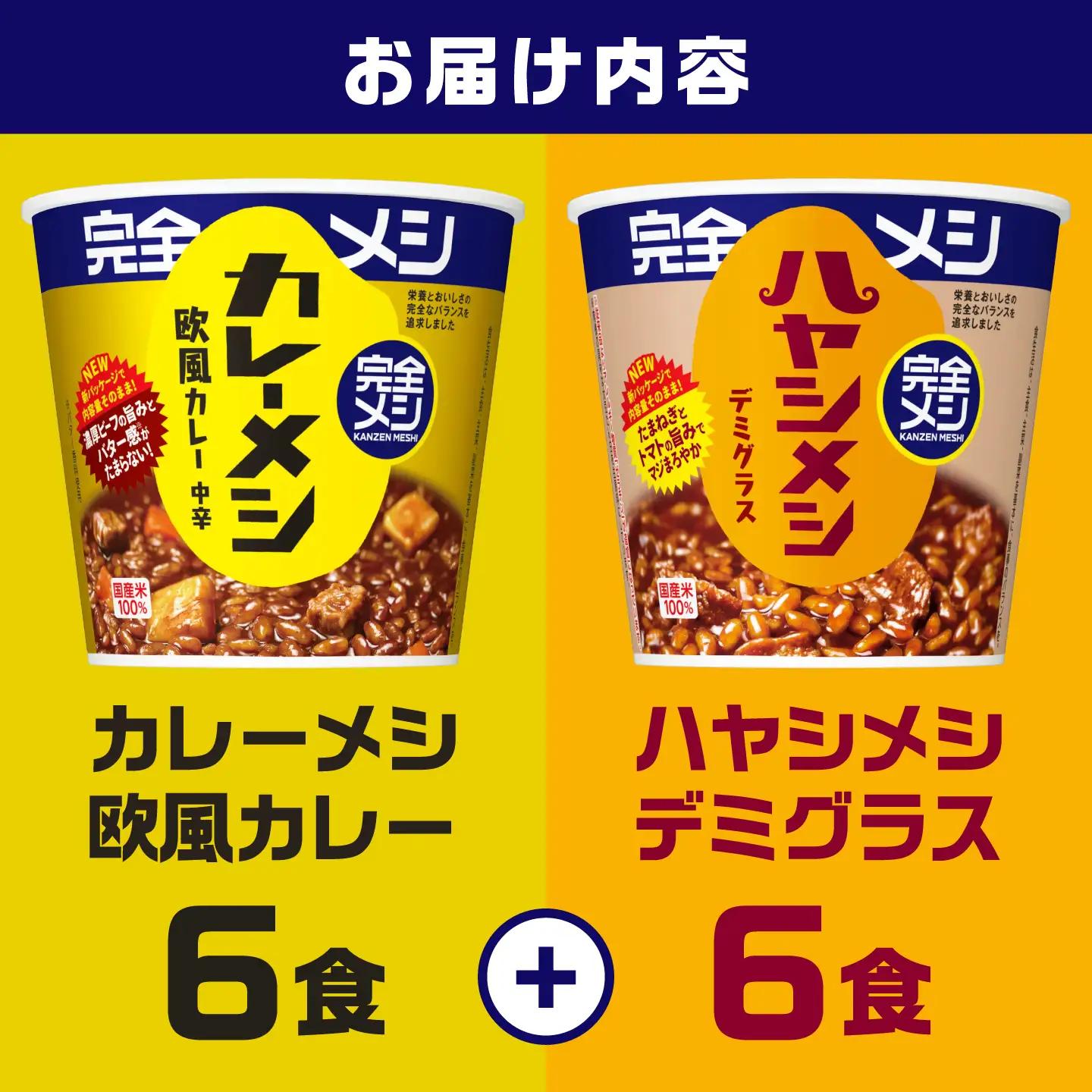 完全メシ 欧風カレー × ハヤシメシ デミグラス 計2ケース（各1ケース）/ 完全メシ 欧風カレー ハヤシメシ カレー ハヤシライス 日清 非常食 保存食 / 栗東市 / 日清食品株式会社[BIBI0