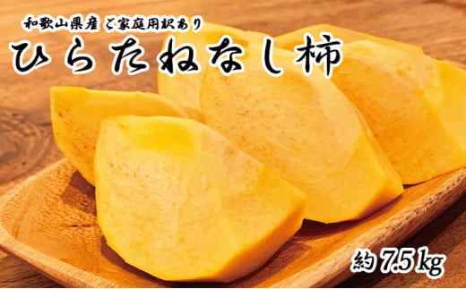 【2026年発送分予約】【ご家庭用わけあり】和歌山秋の味覚　平核無柿（ひらたねなしがき） 約7.5㎏　※2026年10月上旬頃〜11月上旬頃順次発送（お届け日指定不可）【uot718A】