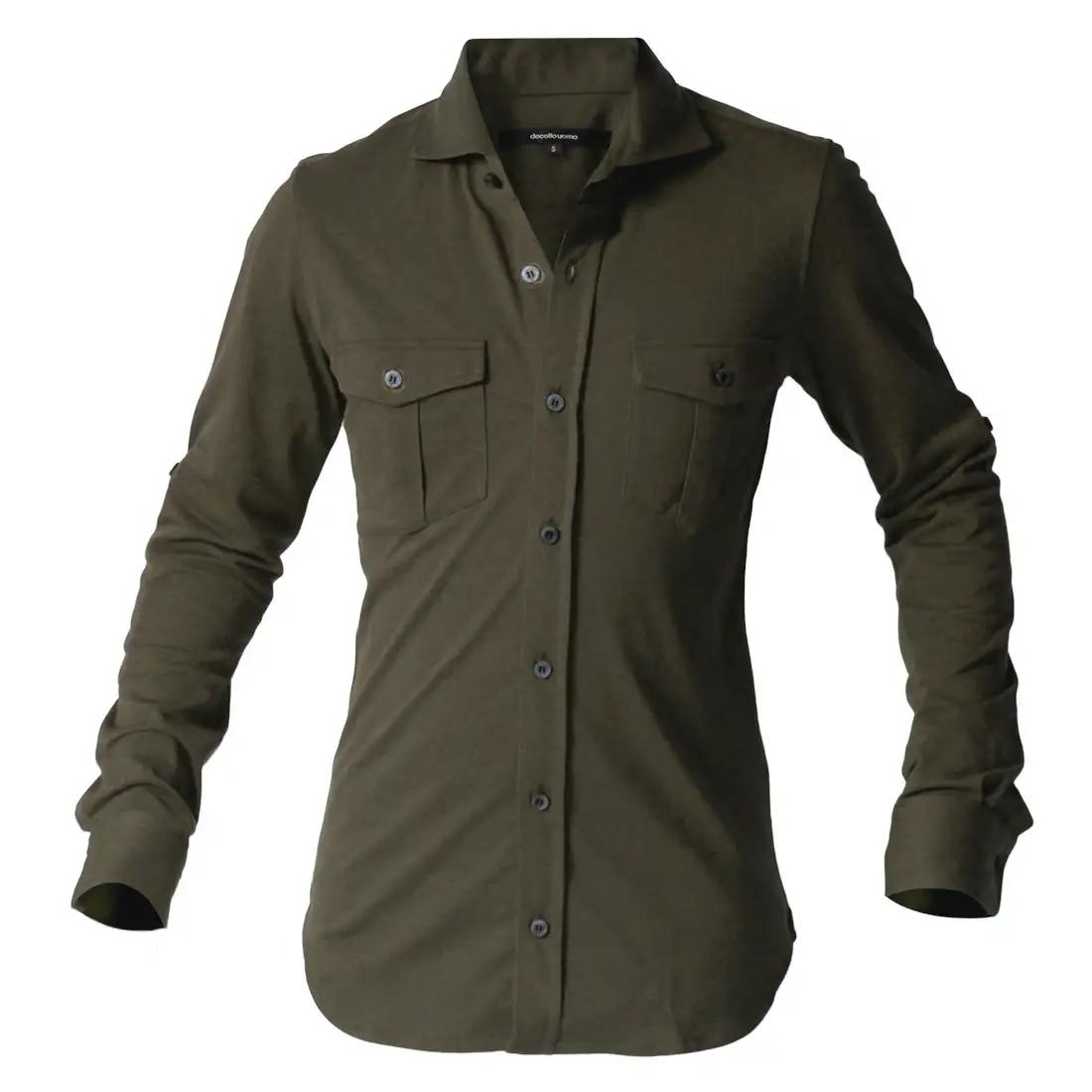 DJS-001 decollouomo メンズパイロットシャツ長袖（生地／コンコルド）オリーブ／XLサイズ