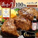 【ふるさと納税】あか牛100％ハンバーグセット (あか牛ハンバーグ120g×6個、あか牛のたれ200ml付き) 牛肉 冷凍 熊本 和牛