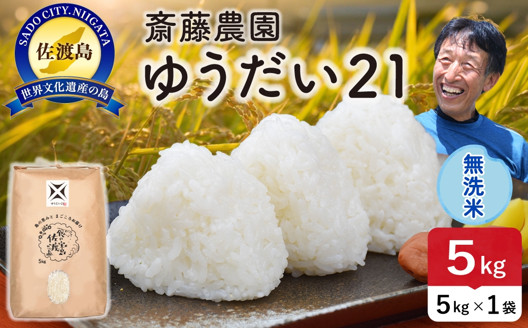 
                  佐渡島産ゆうだい21 無洗米5kg 令和7年産
                