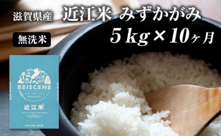 【定期便】令和7年産新米　滋賀県豊郷町産　近江米 みずかがみ　無洗米　5kg×10ヶ月 お米 