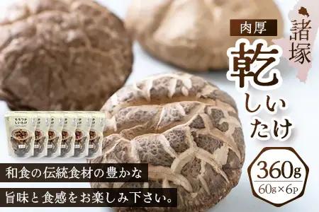 【世界初CoC認証取得！】宮崎県諸塚村産 乾しいたけ 肉厚 60g×3P 計360g 常温｜干ししいたけ どんこ 椎茸 冬菇 肉厚 お煮しめ お鍋 網焼き 原木栽培 家庭用 もろっこはうす MO-23