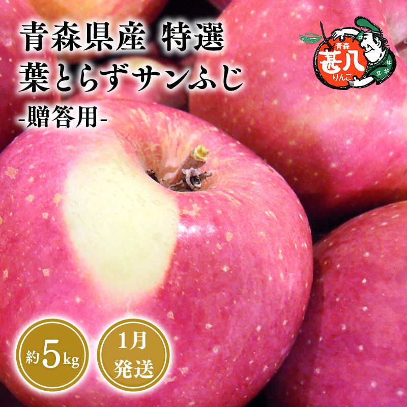 ≪選べる配送月≫ １～２月発送 特選 甚八りんご 葉とらずサンふじ5kg 【マルジンサンアップル 1月 2月 青森県産 平川市 りんご 葉とらずサンふじ 5kg 特選 贈答用】