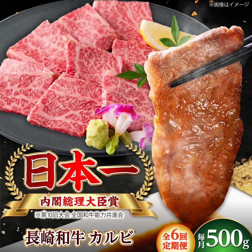 【ふるさと納税】【全6回定期便】長崎和牛 カルビ 総計3.0kg （約500g/回）【ながさき西海農業協同組合】 [DBV025][DBV025]