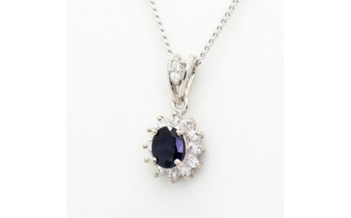 サファイヤ ペンダント 0.4ct K10WG 13403sp　[山梨 ペンダント ネックレス サファイヤ ゴールド ジュエリー]