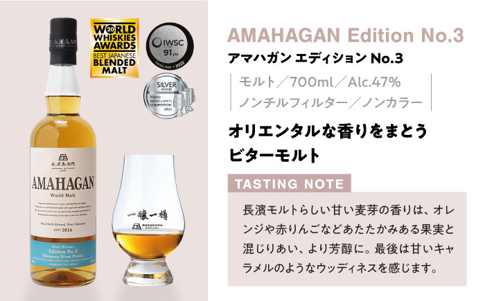 長濱蒸溜所 AMAHAGAN World Malt Edition No.3   アマハガン 酒 ウイスキー 洋酒 モルト