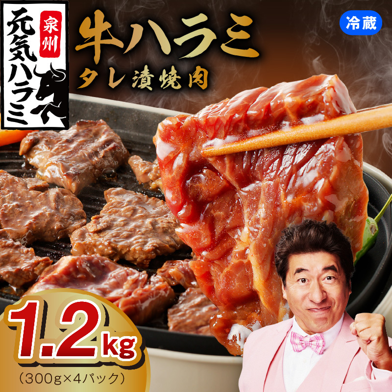 【冷蔵配送】牛ハラミ肉 焼肉用 味付け 1.2kg【小分け 300g×4P 牛肉 焼肉用 焼くだけ 小分け BBQ やきにく】 015B574