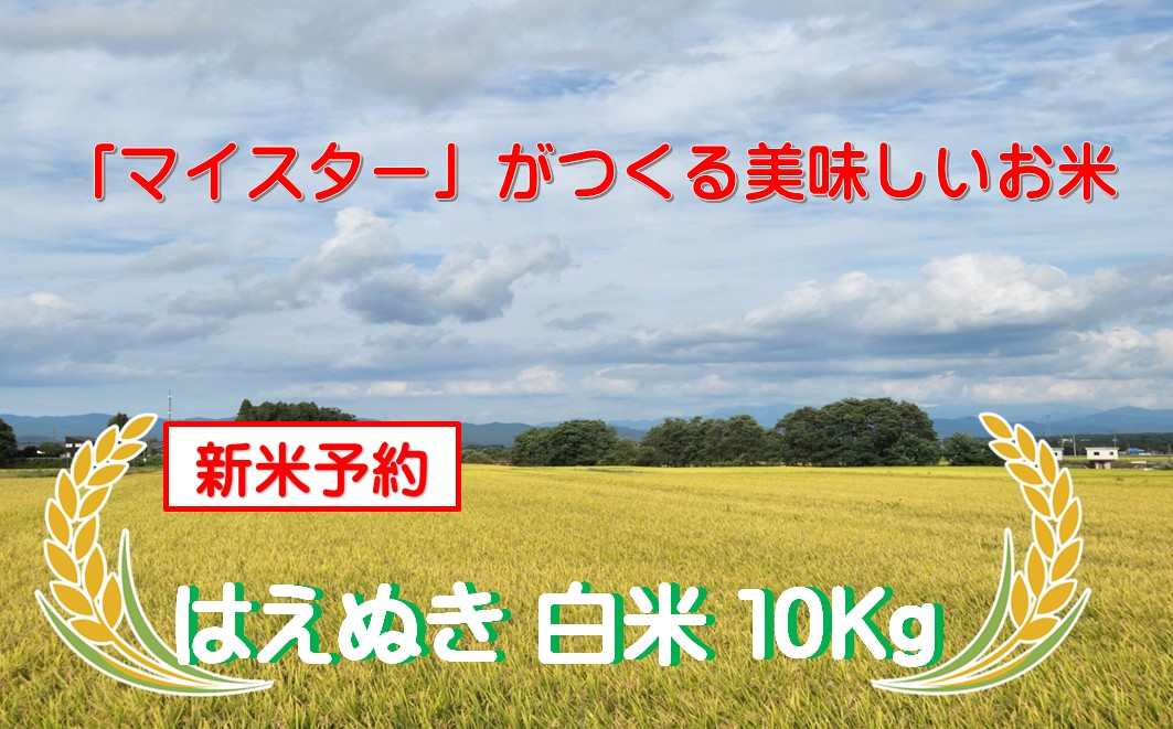 マイスターがつくる　はえぬき　白米　10kg【新米予約】