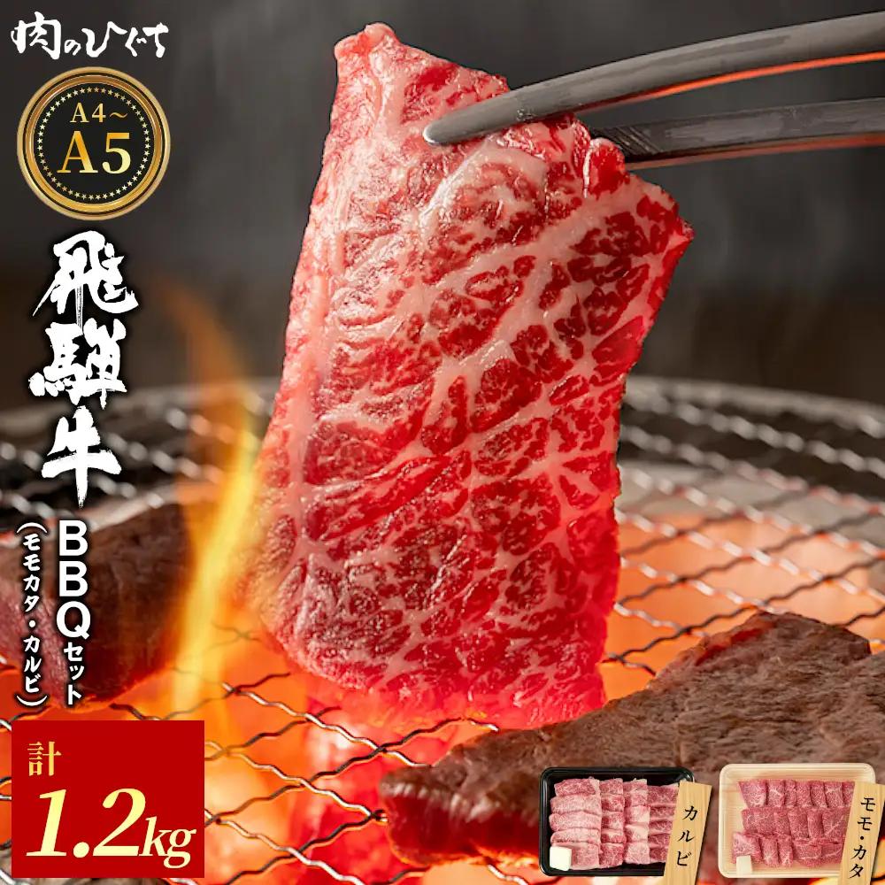 飛騨牛 BBQセット（カルビ・モモカタ） 計1.2kg A5 A4 国産 牛 黒毛和牛 和牛 牛肉 カルビ もも モモ カタ 肩 かた 豪華 ギフト 贈答 肉のひぐち