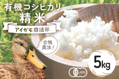 【令和7年産】有機 コシヒカリ 精米 5kg 有機栽培 有機米 特別栽培米 合鴨農法 こしひかり お米 白米 米 おこめ ブランド米 こしひかり 5キロ 国産 単一原料米 コメ こめ ご飯 銘柄米 茨城県産 茨城 産直 産地直送 農家直送 ごはん 家庭用 贈答用 茨城県 石岡市 (B03-001)