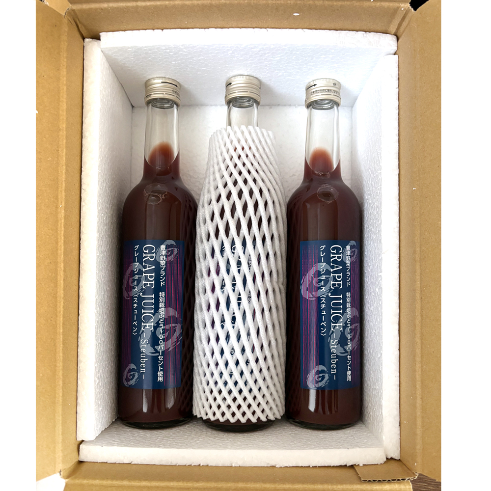小森ぶどう園の100%ぶどうジュース (スチューベン使用) 500ml 3本セット｜ぶどう フドウ ジュース 瓶ジュース フレッシュジュース じゅーす フルーツジュース 飲み物 飲料 ジューシー [1