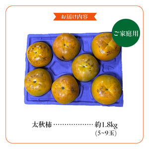 【訳あり品】【10月発送】池尻農園 太秋柿 5 ～ 9玉 約 1.8kg ご家庭用_訳あり品 10月より順次発送 池尻農園 太秋柿 5 ～ 9玉 約 1.8kg ご家庭用 柿 10月 最盛期 完全甘柿