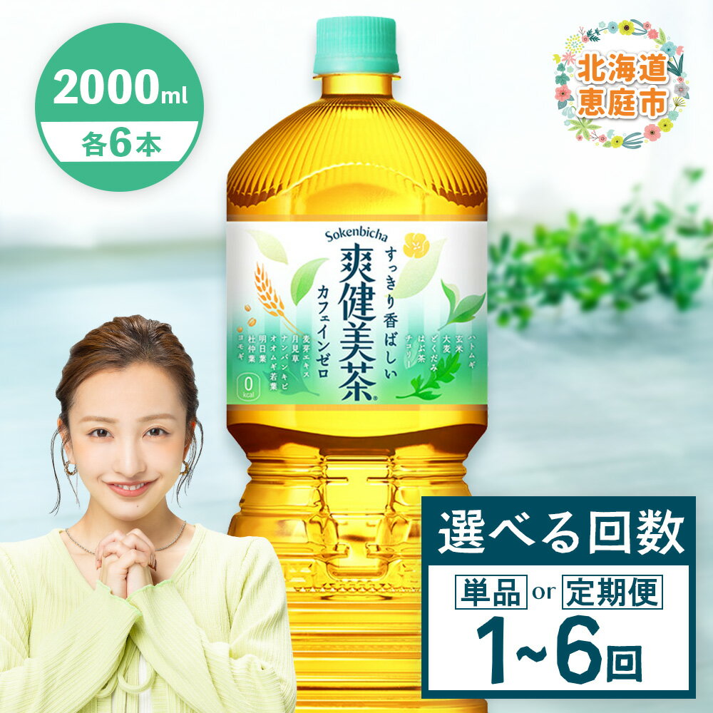 【ふるさと納税】爽健美茶 2000mlPET×6本 定期便（1～6回） 選べる回数 | 2L 2L 恵庭市 恵庭 ふるさと納税 北海道 コカ・コーラ 爽健美茶 お茶 ノンカフェイン カフェインゼロ【38000701】