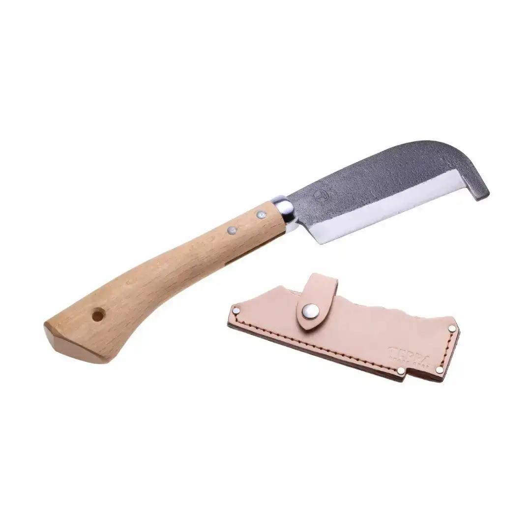 [TEPPA] 焚火鉈 角田 ヌメ革 専用革ケース付 キャンプ用品 アウトドア用品   ナタ なた 薪割り 山林 焚き火 ブッシュクラフト 刃物 登山 木こり 薪ストーブ【022S091】
