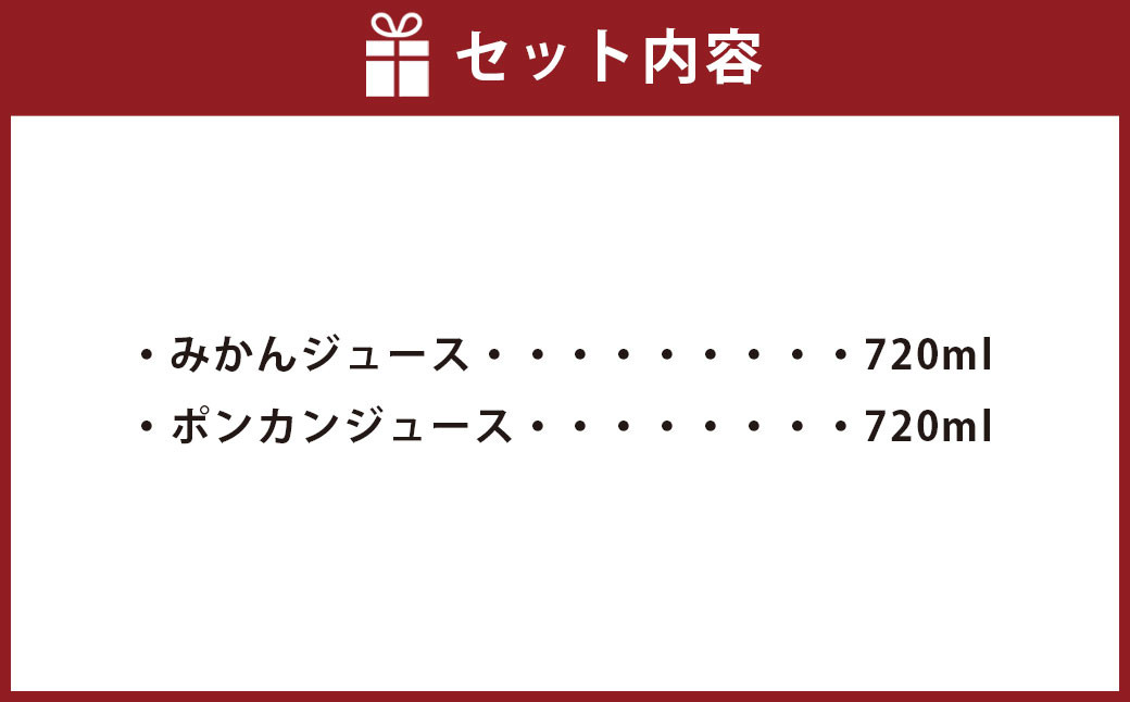 みかんジュース・ポンカンジュース 720ml×各1本 2種 みかん ポンカン【えひめの町（超）推し！（伊方町）】（527）