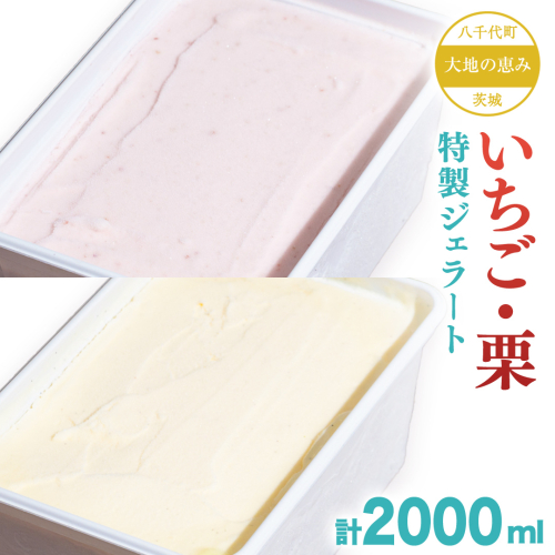 大地の恵み！！ 特製 ジェラート ( いちご ・ 栗 各1個 ) 計 2000ml アイス デザート スイーツ ふるさと納税 11000円 いちご 栗 旬 [AU108ya]