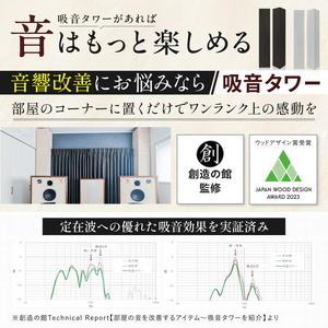 吸音タワー Premium 1本 | 音響改善 吸音効果 シアタールーム オーディオルーム 高級感 オーダーメイド ※離島への配送不可