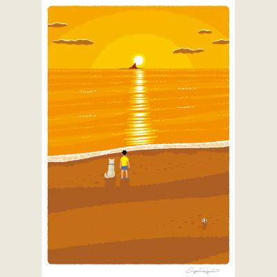 ふるさと納税 茅ヶ崎市 湘南・茅ヶ崎で描く、海を感じるイラストアート『ジークレーアートフレーム　SL-07』(大:四つ切) |  | 02