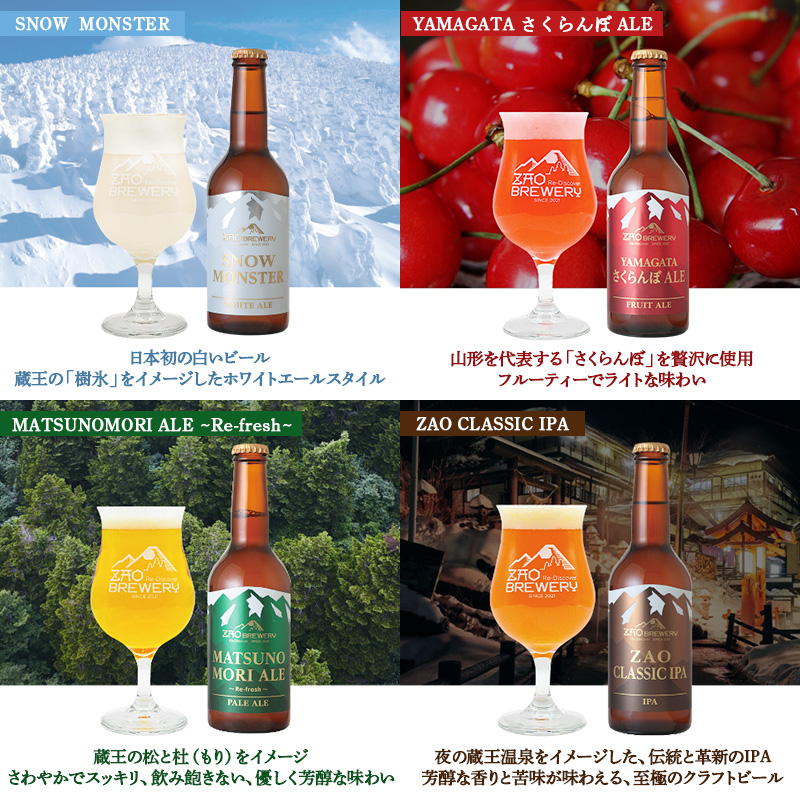 【定期便3回】【蔵王ブルワリー】クラフトビール4種飲み比べ 定期便(全3回) 山形 蔵王 クラフトビール FY26-194