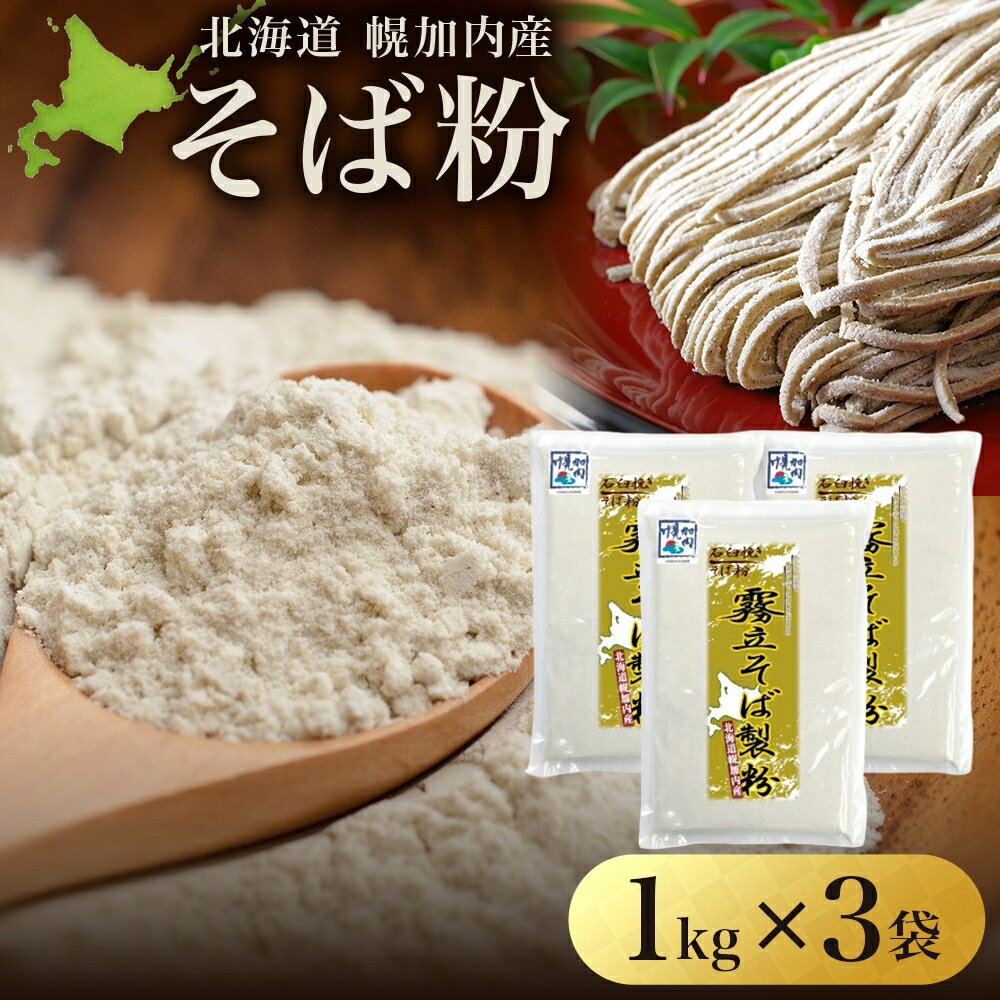 【ふるさと納税】北海道 石臼挽き そば粉 1kg×3袋 計3kg 蕎麦 ソバ そば そば打ち 蕎麦打ち 手打ち 手作り 粉 ソバ粉 国産 北海道産 健康 料理 ガレット お取り寄せ 霧立そば製粉 送料無料　麺類・そば粉・粉