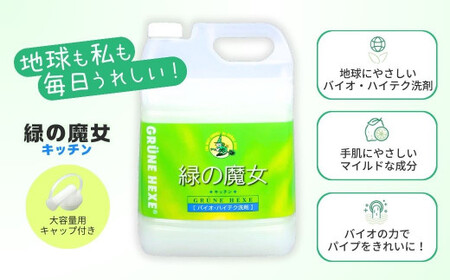 食器洗剤 緑の魔女 キッチン 15L (5L×3本) | 台所洗剤 食器 キッチン