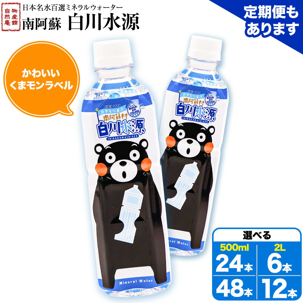 【ふるさと納税】日本名水百選ミネラルウォーター「南阿蘇・白川水源」くまモンボトル 選べる 500ml×24本入 2L×6本入 1ケース 2ケース 定期便 も あり　《30日以内に出荷予定(土日祝除く)》熊本県 南阿蘇村 物産館自然庵 水 ミネラルウォーター