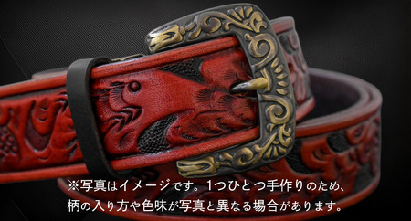 牛革ベルト アンティークコードバン染め+黒【太さ35mm / 厚さ3.7mm / L(130cm)】 [BE034ya-L]