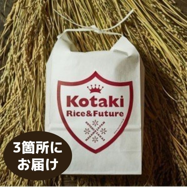 【令和7年産米先行予約】【ふるさと納税】希少米をご自宅と離れて暮らす家族に！コタキホワイト5kgを毎月3ヶ所お届け(全12回)令和7年産