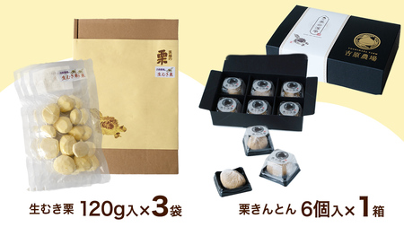 【 吉原農場 の 完熟栗 】 熟成 生むき栗 3袋・栗きんとん 1箱 セット [CX024ci]