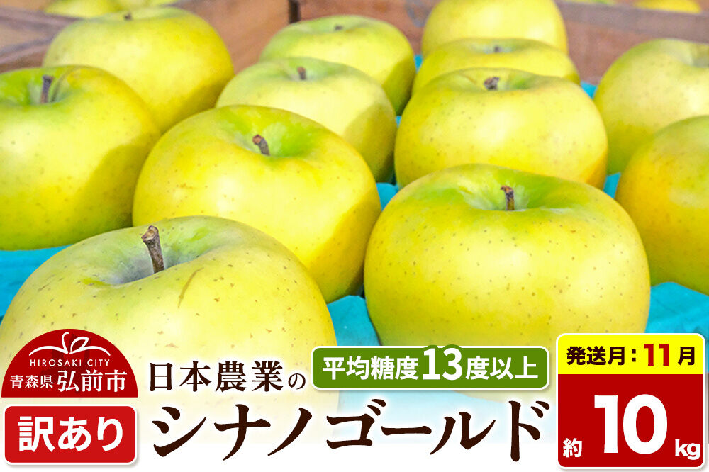 【26年11月発送】りんご シナノゴールド【訳あり】約10kg 平均糖度13度以上 青森県 弘前市 果物 フルーツ 林檎 リンゴ くだもの 不揃い 規格外 [先行受付 家庭用 産地直送 アップル 青森