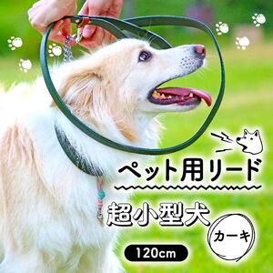 ペット用 リード 120cm 超小型犬用 カーキ ペット 犬 愛犬 ワンちゃん 超小型犬 首輪 リード 本革 レザー 牛革 牛 散歩 さんぽ ウォーキング 健康 おしゃれ 消耗品 大阪府 松原市