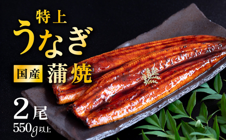 【12月発送】国産 うなぎ蒲焼 特上うなぎ2尾 550g以上 山椒付き 鰻 ウナギ たれ タレ たっぷり うな重 鰻重 ひつまぶし