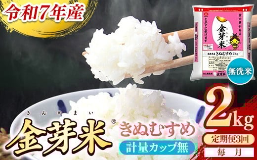 【定期便】BG無洗米・金芽米きぬむすめ 2kg×3ヵ月 （毎月）計量カップ無し【令和7年産 3ヶ月 計6kg 東洋ライス 健康 島根県 安来市】【価格改定XA】【21-SS-58-2】