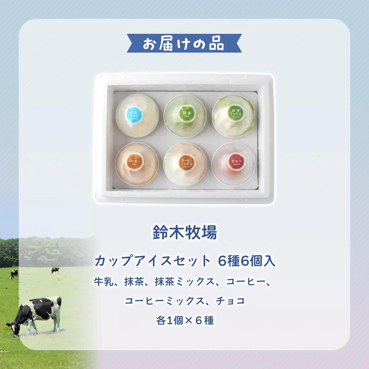北海道産 カップアイス 6種6個 詰め合わせ 鈴木牧場 創業100年 1頭1頭に名前を付け愛情込めて育てた牛の新鮮ミルク使用 HOKAZ001