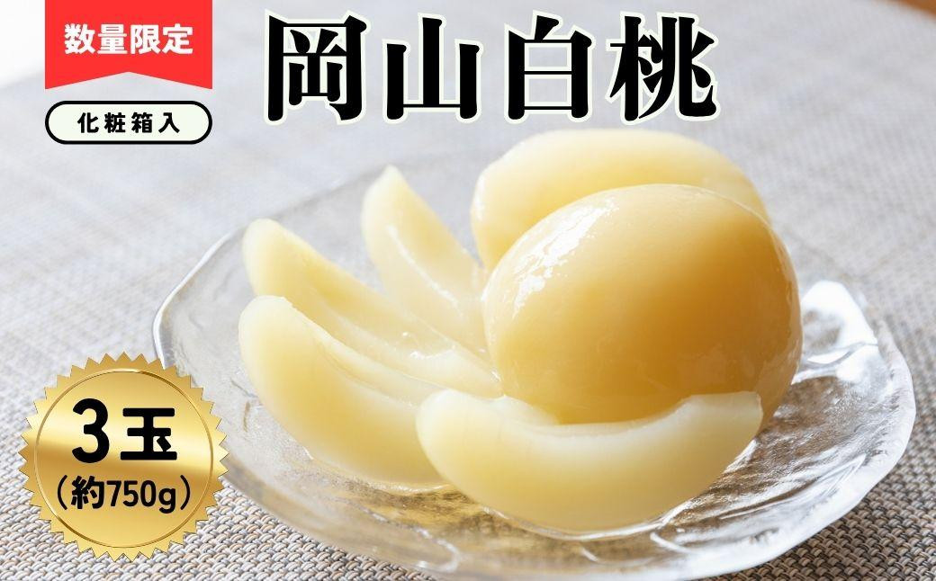 
            岡山白桃3玉（計約750ｇ）化粧箱入
          