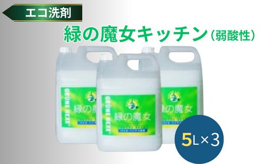 洗剤+パイプクリーナーの機能がある環境配慮型洗剤 緑の魔女キッチン5L×3セット＜沖縄配送可＞【洗剤 液体 環境配慮 キッチン用 油汚れ 高い洗浄力 大容量 1万件以上の口コミ 世界中で愛される ヌメリ 皮脂汚れ 中性タイプ 日常品】