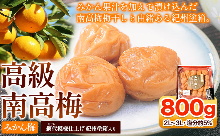 高級南高梅みかん梅 800g 網代模様仕上紀州塗箱入り 澤株式会社《90日以内に出荷予定(土日祝除く)》和歌山県 日高町 梅干し みかん みかん梅 紀州南高梅 紀州塗  送料無料