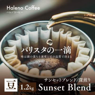 ふるさと納税 津山市 バリスタの一滴 究極のハレノコーヒー サンセットブレンド(深煎り) 豆 1.2kg