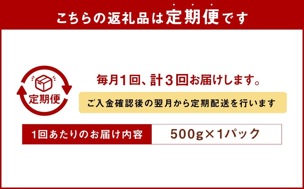【3ヶ月定期便】 訳あり 赤牛焼肉用カット（バラ・ロース）500g