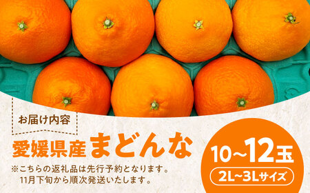 【先行予約】【11月下旬から順次発送】愛媛県産 峯田農園のとろける宝石柑橘「まどんな」2Lから3Lサイズ 10から12玉　愛媛県大洲市/峯田農園[AGBT006]果物 愛媛みかん おやつ まどんな ミ