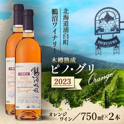 ふるさと納税 浦臼町 鶴沼収穫ワイン【木樽熟成 ピノ・グリOrange】オレンジワイン 2023年産　2本　銀賞受賞