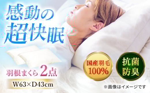 筑後七国羽毛まくら 羽根まくら 2個セット / 抗菌・防臭加工 羽根枕 マクラ 睡眠 寝具 スモールフェザー ダウン まくら 枕 広川町 / ヒラモリ株式会社 [AFAO012]