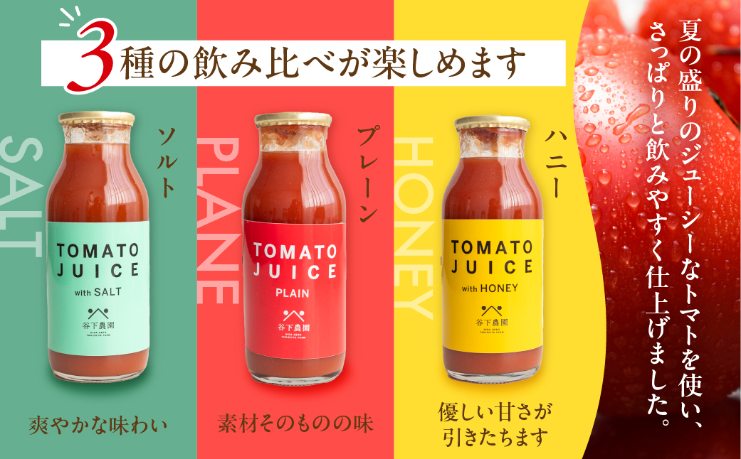【飛騨産】麗月トマトジュースセット　3種飲み比べ（180ml×各1本）【61-4】