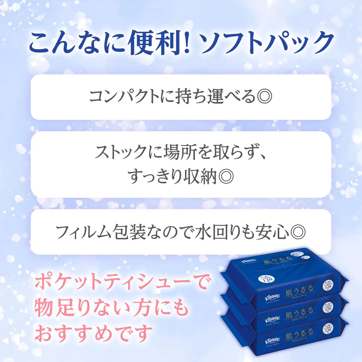 ローションティッシュ クリネックス 肌うるる ソフトパック 120組(240枚)×24パック ティッシュ [BDAM059-1]