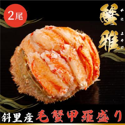 ふるさと納税 斜里町 蟹雅(斜里産毛蟹甲羅盛り)2尾