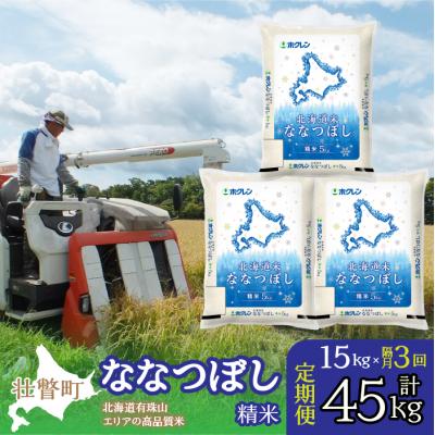 ふるさと納税 壮瞥町 【R7年産】【隔月3回配送】(精米15kg)ホクレン北海道ななつぼし(5kg×3袋)SBTD099